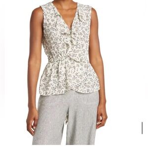 Max Studio Sleeveless Wrap Peplum Top EUC XL